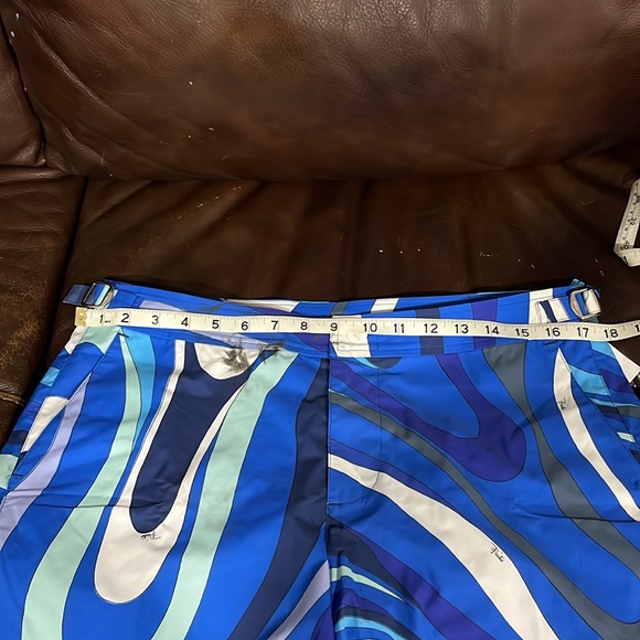 Emilio Pucci Blue and Gray Board Shorts with Wave Pattern - Picture 5 of 5